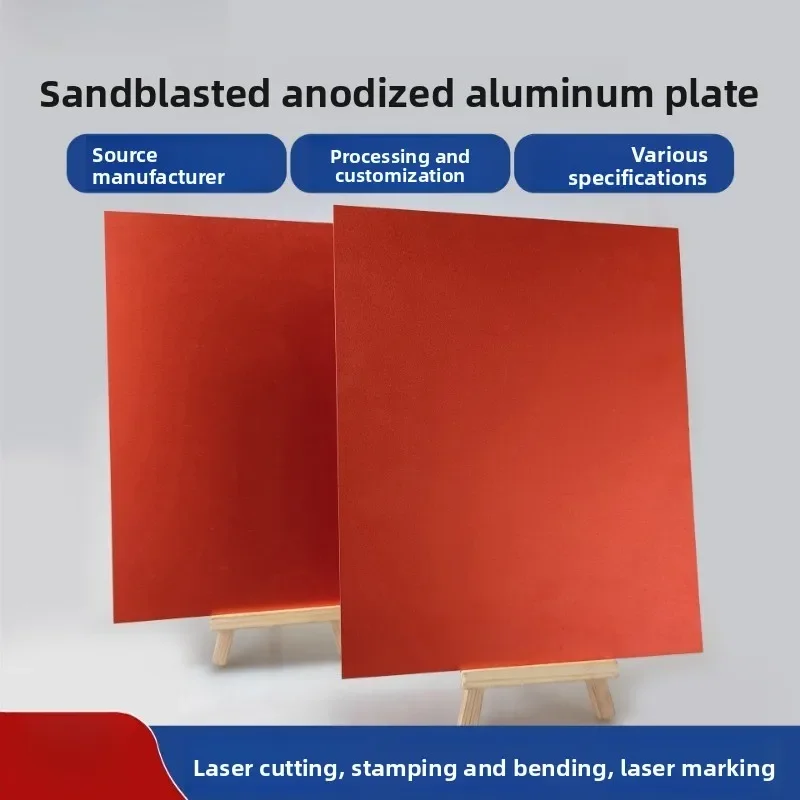 Custom Red Sandblasted Anodized Aluminum Plate 0.8/1/2mm Asset Tag Label Cut To Size