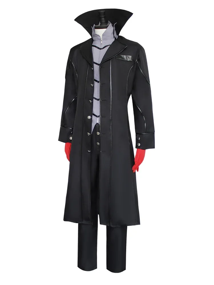 Anime Persona 5 Joker Cosplay Game P5 Rain Palace Lotus Cosplay Full Set of Clothing Wigs Glove Mask Black Overcoat Uniform