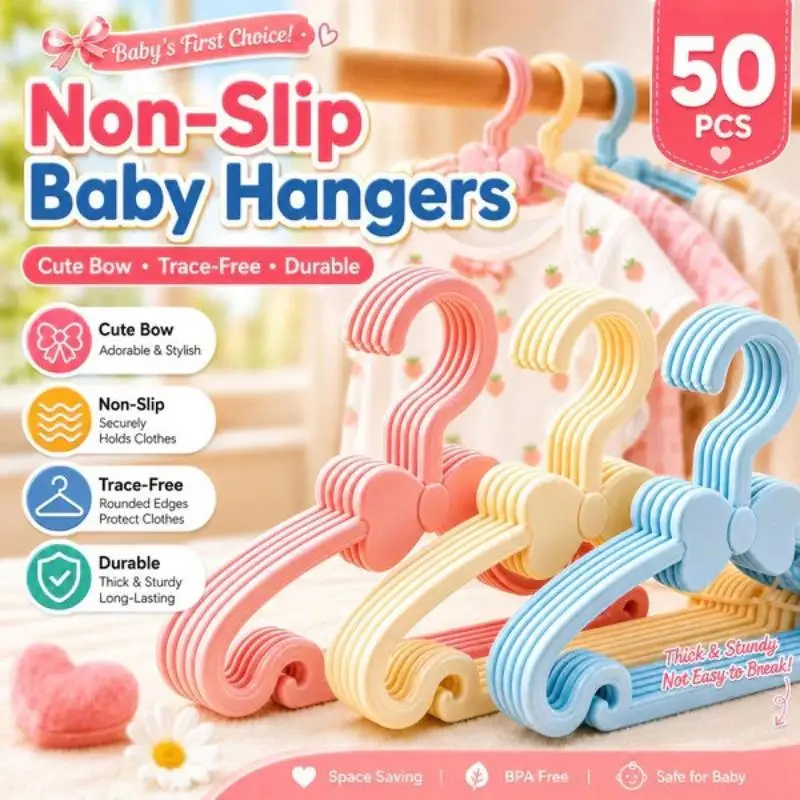 Toddler Non-slip Clothes Hangers 10/50Pcs Traceless Small Hangers Fit 0-10 Years Old Children Home Closet Organization
