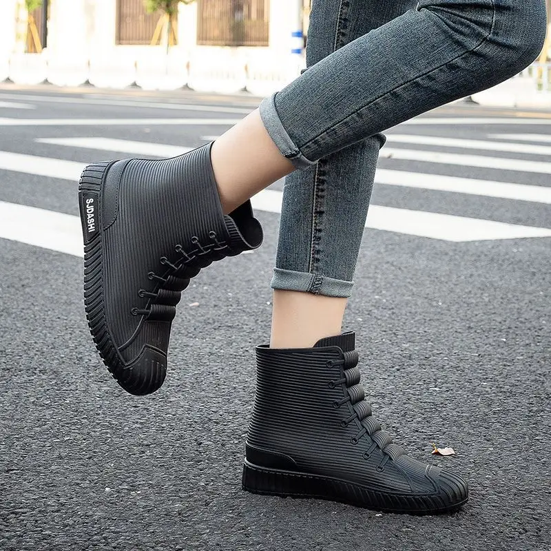 

Мужская обувь с круглым носком для молодежи, весенне-осенние офисные ботильоны высокого качества, дешевые водонепроницаемые модные непромокаемые ботинки для взрослых для мужчин