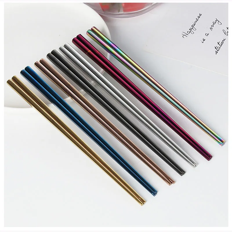 Stainless Steel Square Chopsticks Tableware Meal Chopsticks Divided and Shared Chopsticks Mirror Polishing