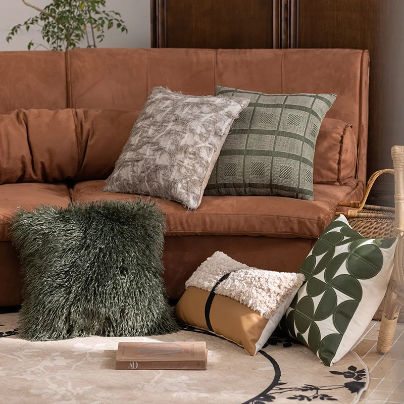 30x50/45X45CM Nordic Splicing Throw Pillow Cover Brown Green Simple Waist Cushion Cover Decor Home Decorative Pillowcase