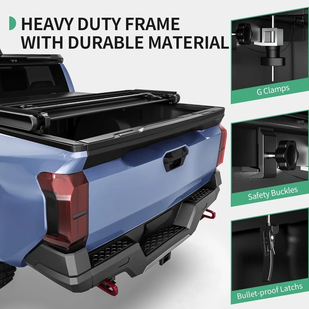 Accessori esterni Copertura morbida per tonneau tripla adatta per Toyota Tacoma 2024 2025 con sistema binario