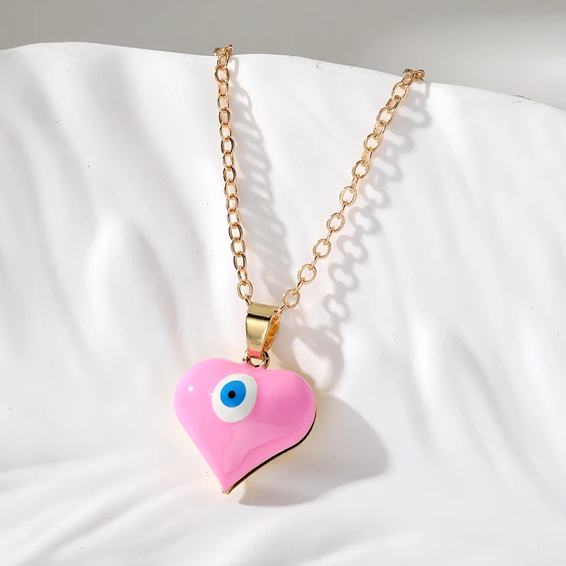 Gold Plated Blue Evil Eye Love Heart Necklace Choker Women Enamel Turkish Lucky Eye Pendant Chain Necklaces Wedding Gift Jewelry