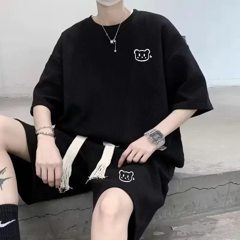 Short-sleeved Shorts Suit Men's Stylish Spring Sporty and Casual Sleeve Shorts Youthful Fashionable Clothing ropa para hombre