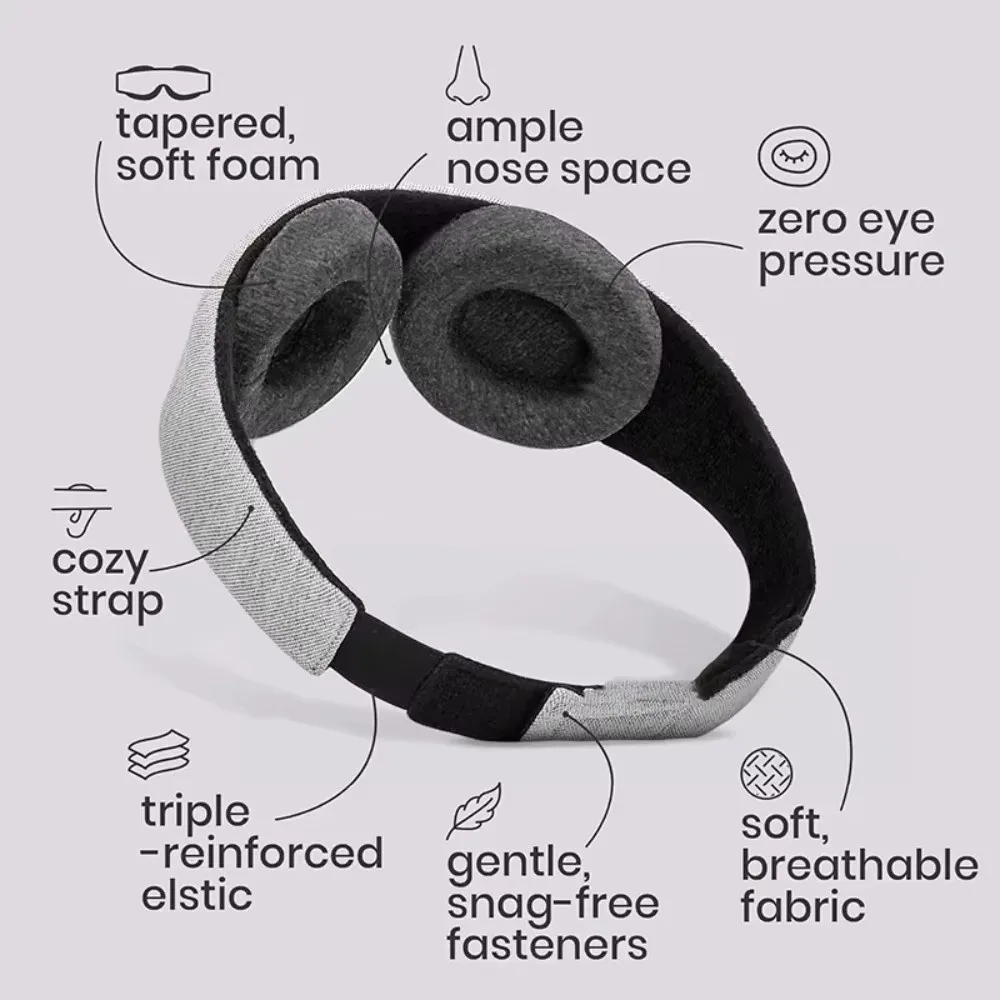 Soft Comfortable 3D Sleep Mask 100% Light Blocking Zero Eye Pressure Zero Pressure Blindfold Adjustable Strap Breathable