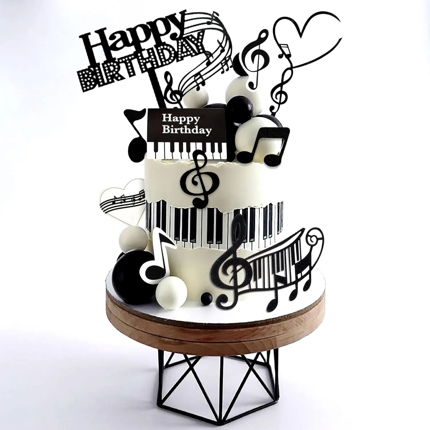 Rock Music Cake Topper Guitar Cake Toppers Music Notes Balls Cake Decorations for Musician Birthday Party Rock Theme Party
