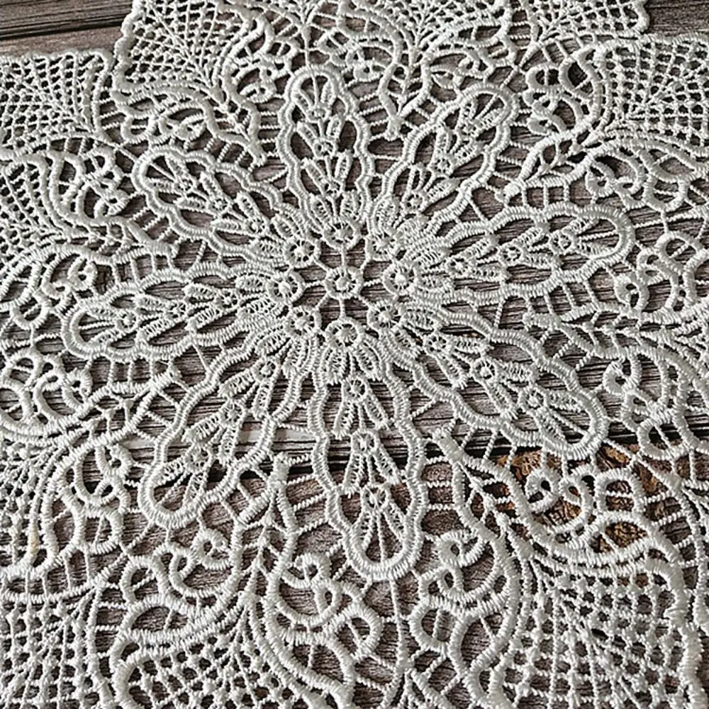 Delicate White Embroidery Flower Cup Mat Crochet Lace Coaster Pad Doily Placemat