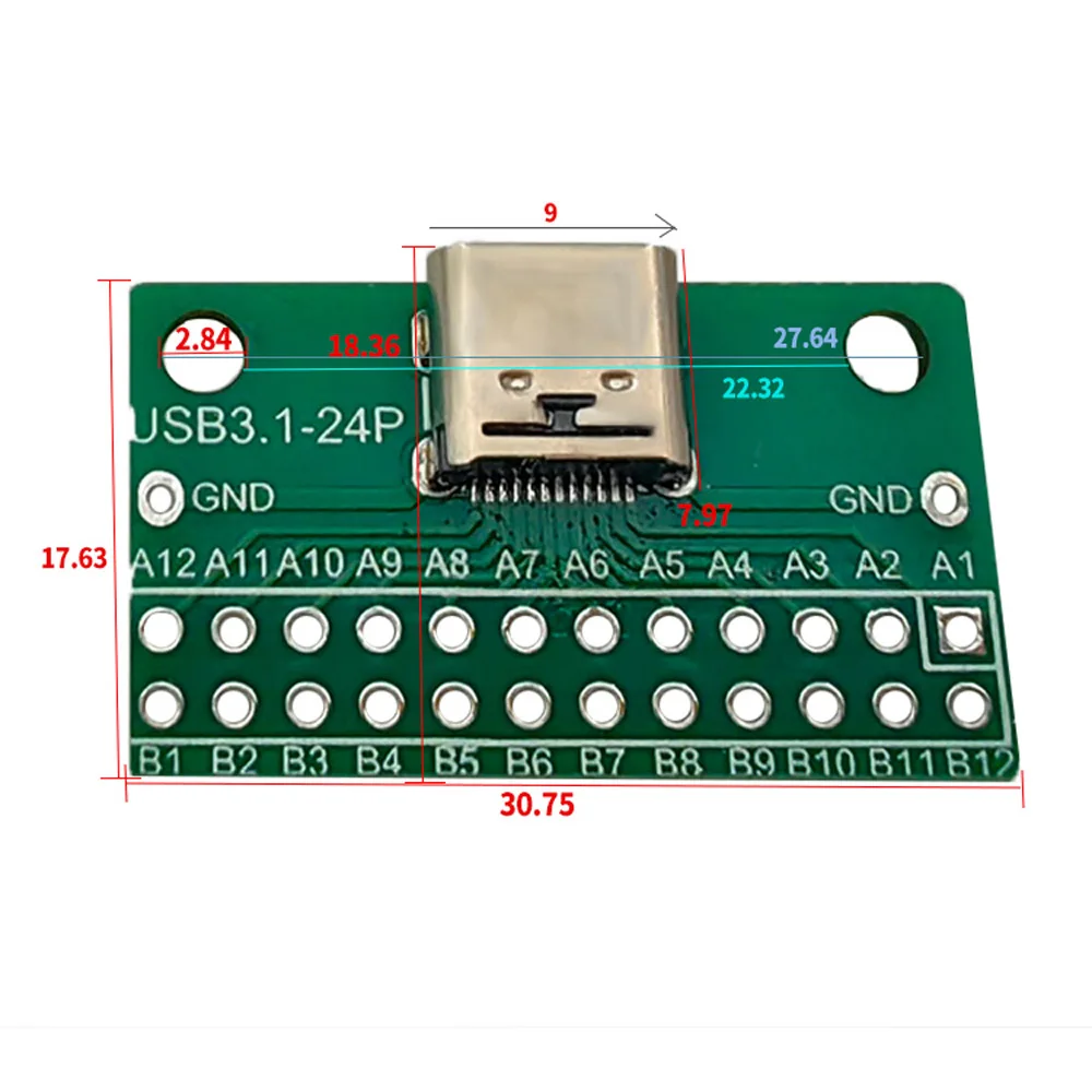 1/10szt Typ-C żeński USB 3.1 Test PCB Adapter płytki drukowanej Typ C 6Pin 24Pin 2.54mm Gniazdo złącza do przesyłania danych przez kabel linii danych — zdjęcie 5