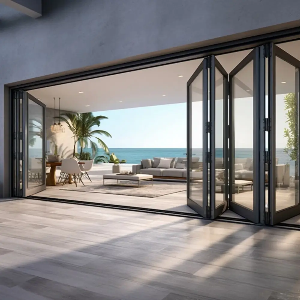 Flexible Aluminum Folding Doors Shock-absorbent Weatherproof Sliding Folding Door Perfect for Flexible Room Dividers in Studios
