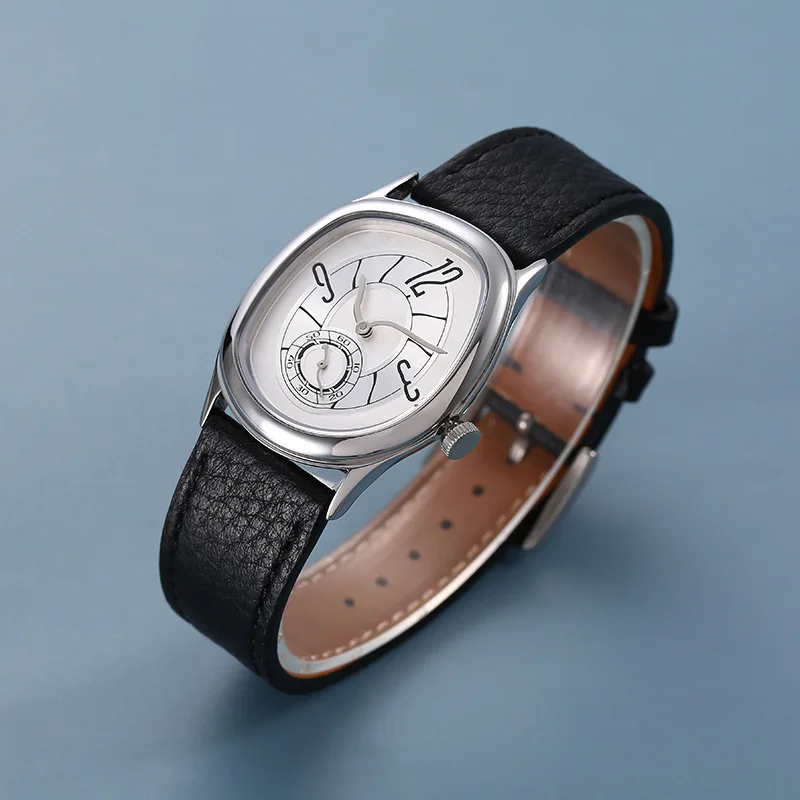 Nouvelle montre torsadée pour hommes et femmes, bracelet en cuir classique, étanche, vintage, montre-bracelet à quartz irrégulière, cadeau unisexe