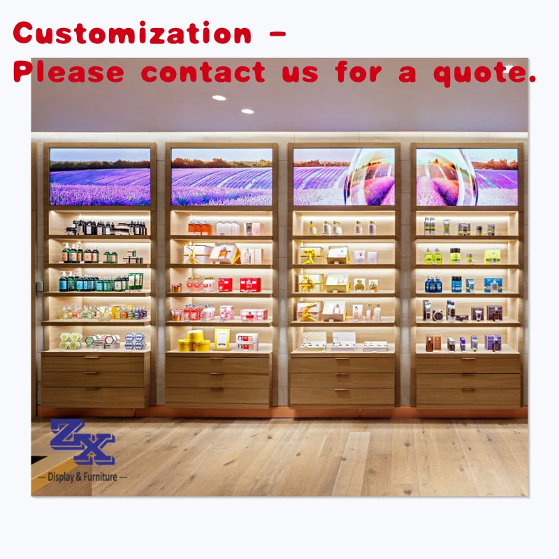 custom.High End Cosmetic Store Fixture Display Cabinet with LED Shelves Cosmetic Store Furniture Shop Fitting and Display