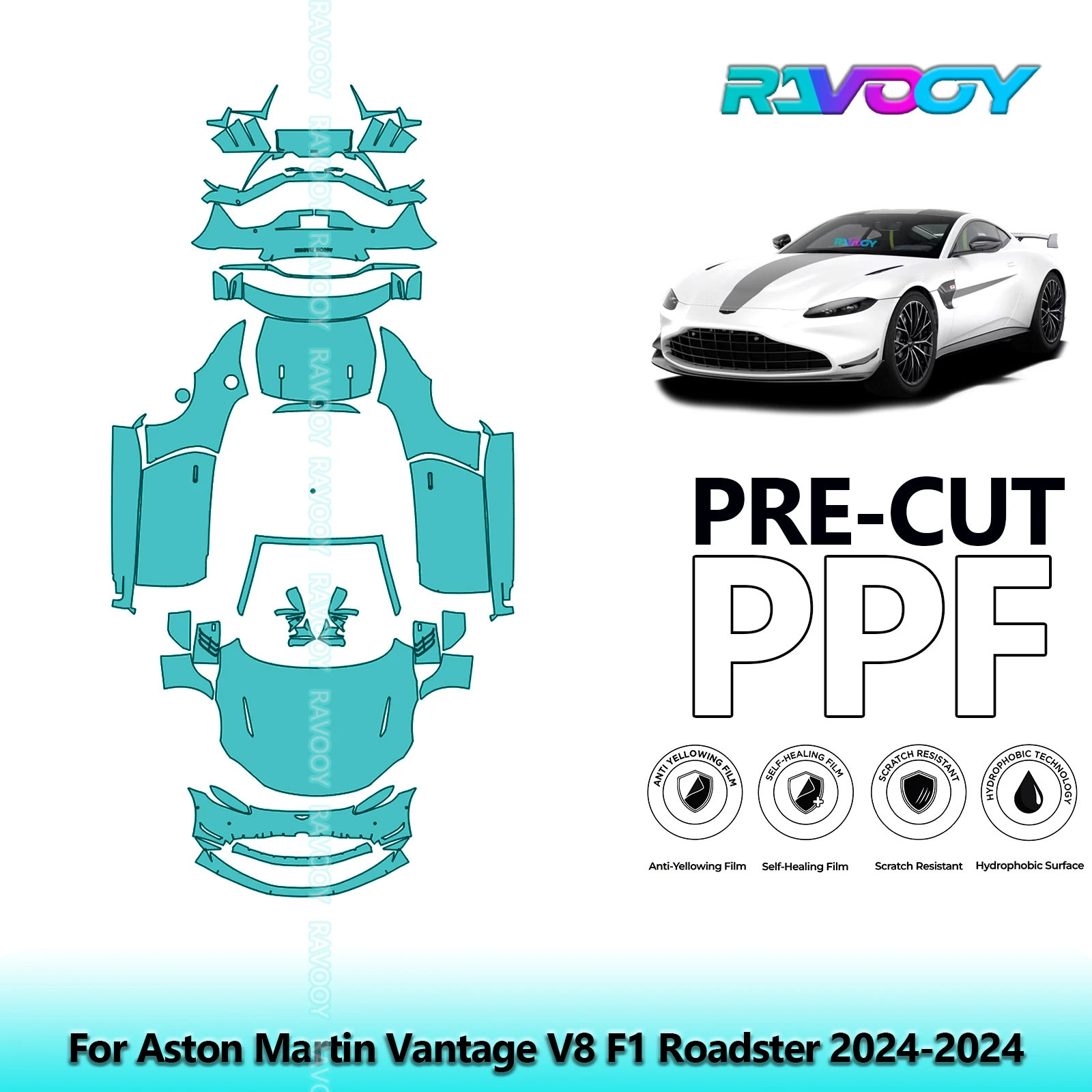 

Full Vehicle Clear Bra Precut PPF Paint Protection Film For Aston Martin Vantage V8 F1 Roadster 2024-2024