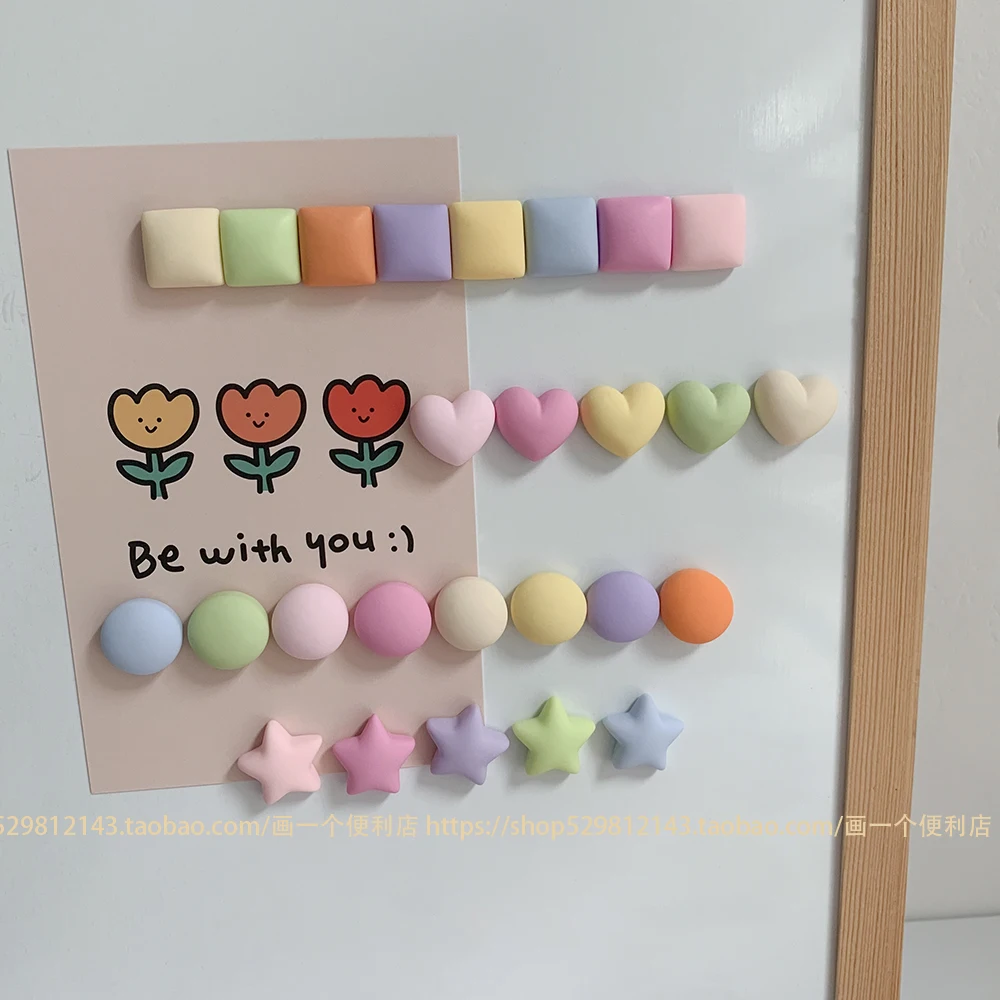 Matte macaron circular square refrigerator sticker with strong star heart