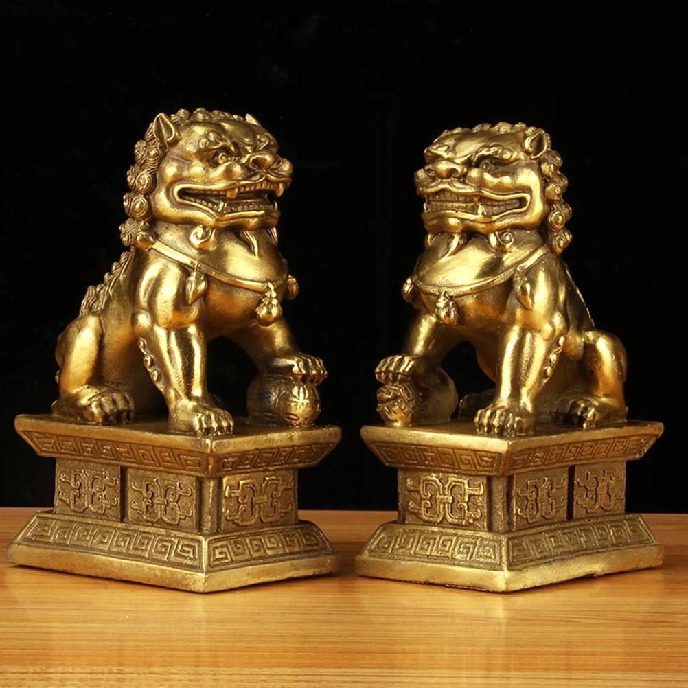 

2pcs Statue Home Decor Resin Lion Ornament Office Room Decoration Sturdy Mini Desktop Accessories Garden Statues Lion