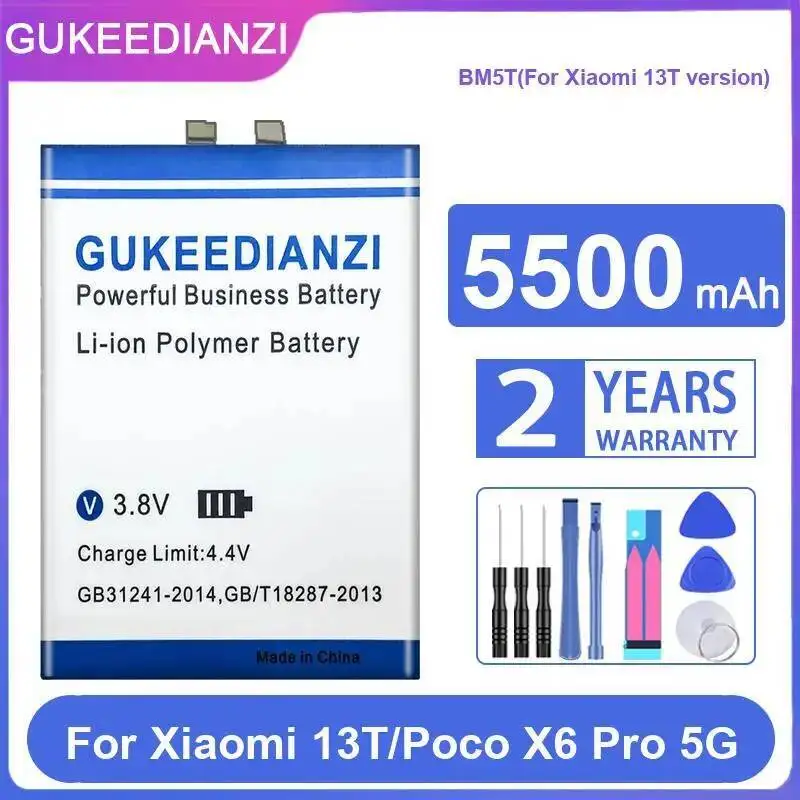 

Замена премиум-класса для Xiaomi 13T Poco X6 Pro 5G BM5T, версия, высокопроизводительный аккумулятор для мобильного телефона 5500 мАч