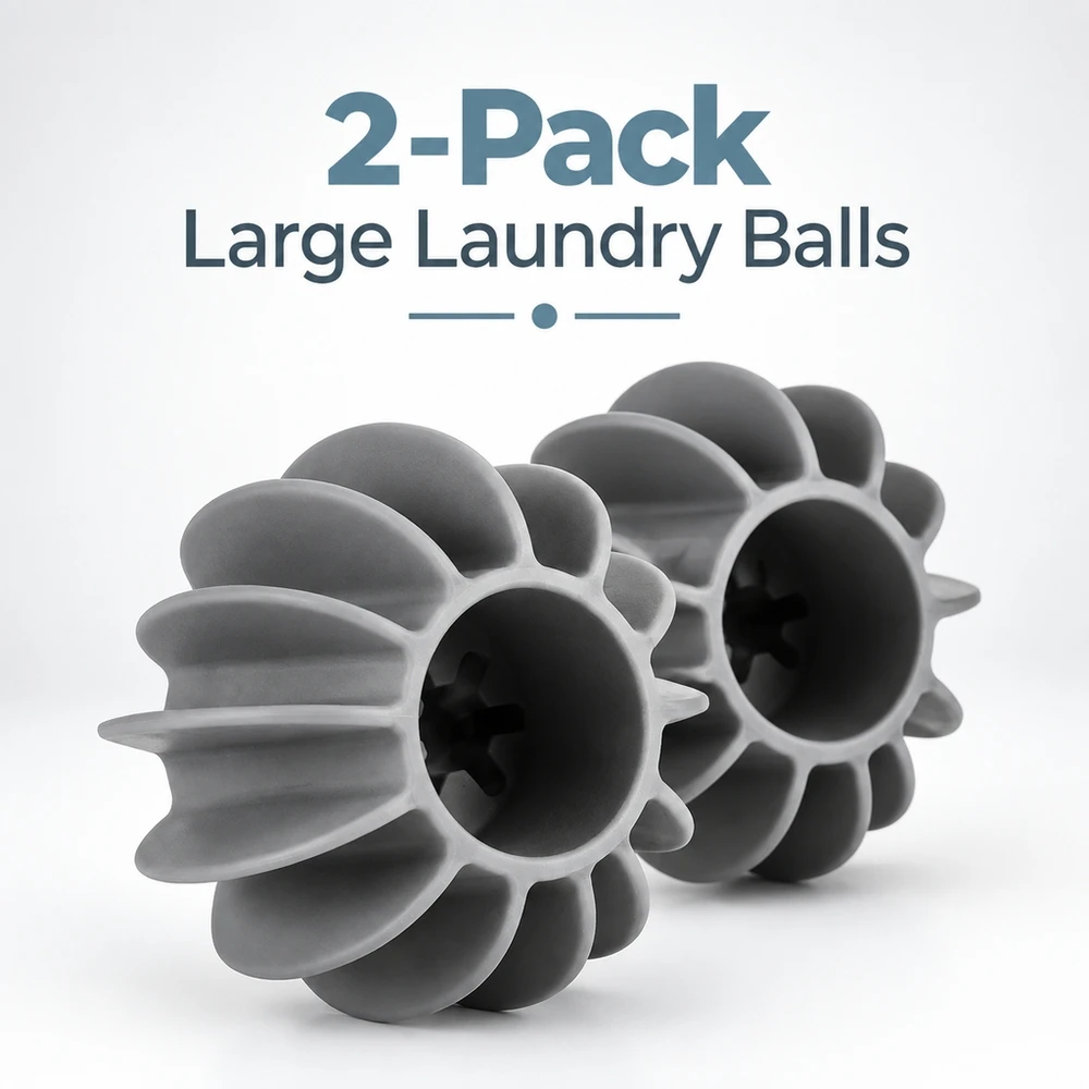Set of 2 Grey Large Laundry Ball Reusable Pet Fur Remover Anti Tangle Fabric Cleaner Manual Wash Tool