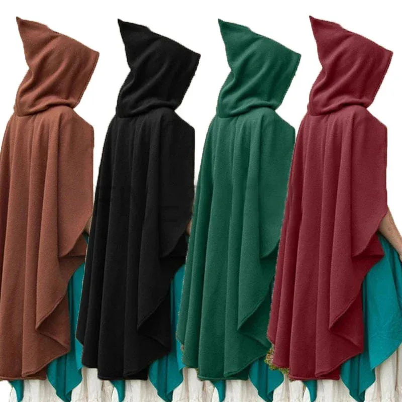 

New Women Medieval Vintage Pirate Witch Hooded Cape Steampunk Gothic Velvet Poncho Coats Halloween Carnival Party Cosplay Cloak