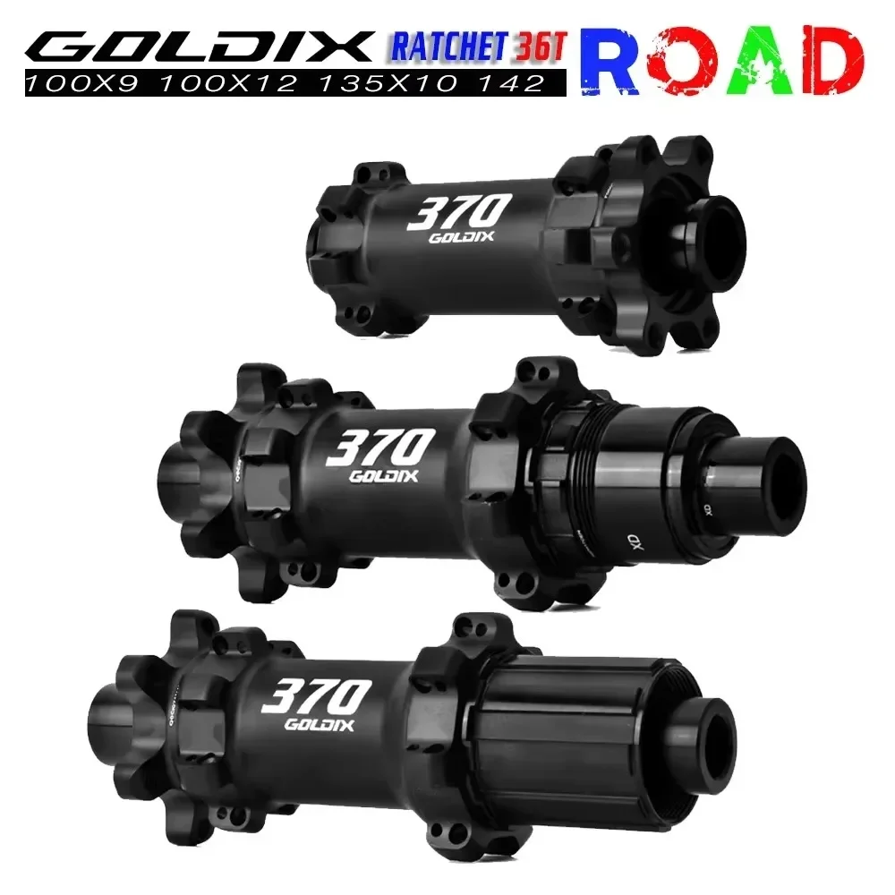 GOLDIX R370 Road Bike Hub 28Hole Straight Pull Spokes HG/XDR Hub Body 6-Bolt Disc Brake Sealed Bearing 36T Ratchet Bicycle Hub