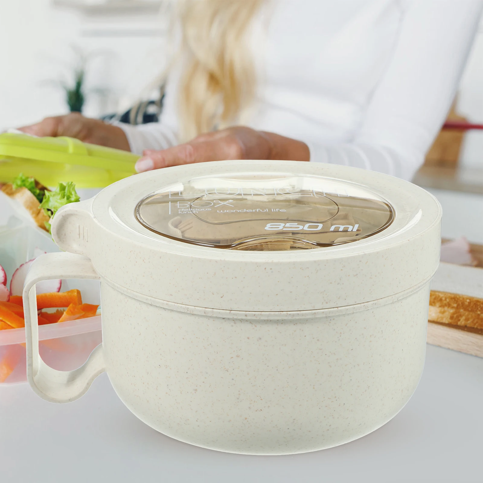

Instant Noodles Bowl Large Capacity Portable Leak Proof for Lunch Adult Food Container Camping Hiking Office Storage