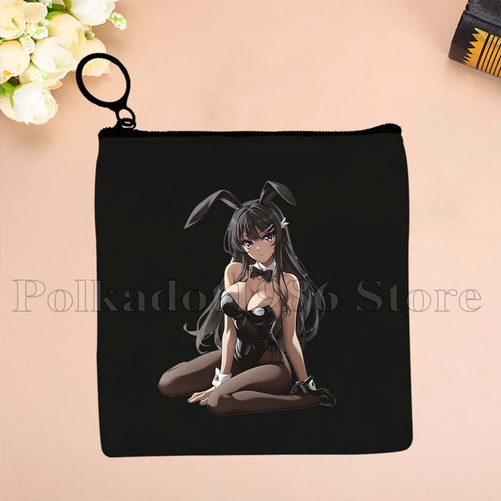 Leuke Kawaii Mooie Bunny Girl Anime Mai Sakurajima Senpai Geschenken Canvas Portemonnee Tas Vierkante Sleutel Opslag Kaart Tas Portemonnee Pouch