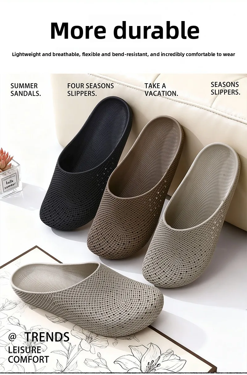 Sommerliche, atmungsaktive, leichte Herren-Clogs mit Belüftungslöchern, rutschfeste Outdoor-Slip-On-Sandalen, halb geschlossene Freizeitschuhe für die Arbeit. – Detail 6