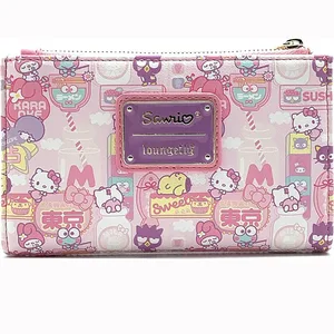 Sanrio-Hello Kitty Loungefly Damen-Clutch-Tasche, Kartenbeutel für Erwachsene, Falten, rosa Moedas, Geburtstagsgeschenk, Novo, 2024 8 Hauptverkaufstür Pinkkarte - №8