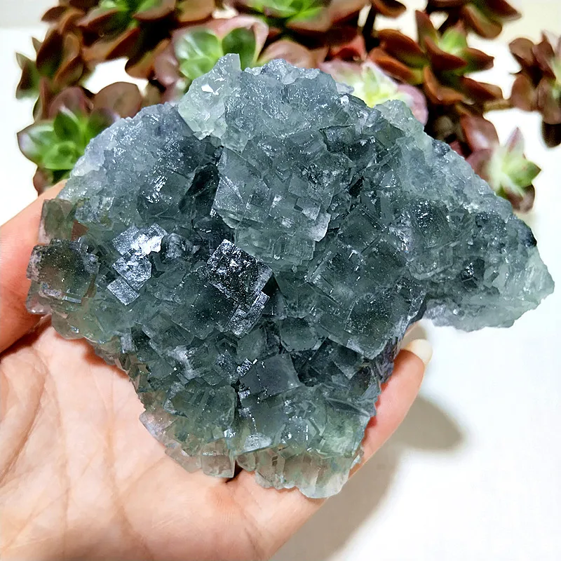 Natural Stones Green Blue Band Effect Fluorite Crystal Clusters Paragenesis Meditation Energy Feng Shui Crystal Room Ornament