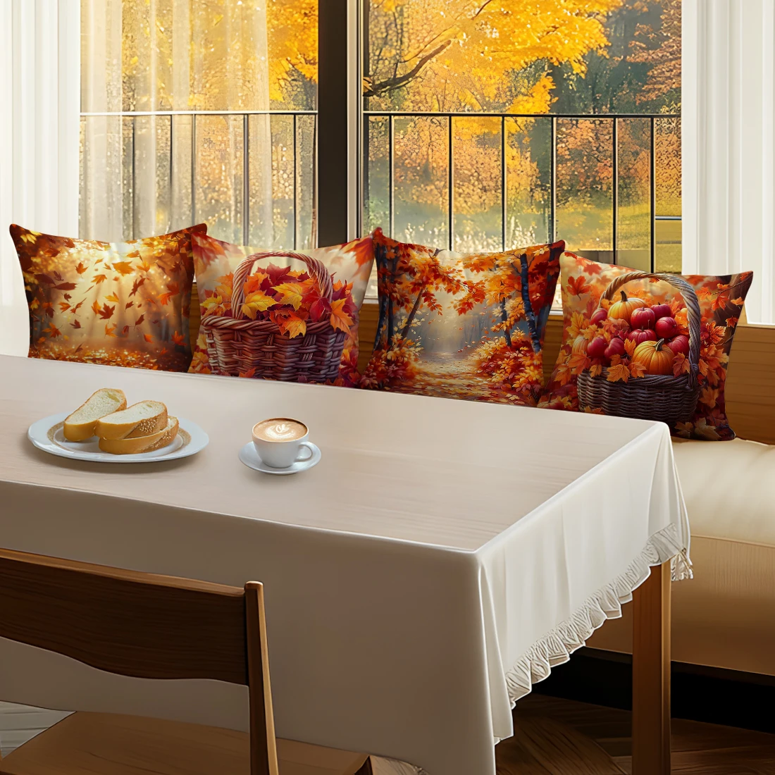 Autumn Harvest Leaves Pillowcase Printed Polyester 45x45cm Throw Pillowcover Decorative Sofa Cushion Cover