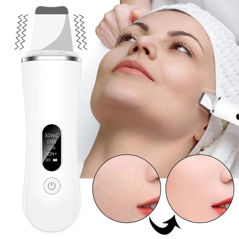 Ultradźwiękowy skrobak do skóry LED, lifting i ujędrnianie skóry, szpatułka EMS, jonowa głęboka oczyszczanie porów twarzy, urządzenie do usuwania zaskórników
