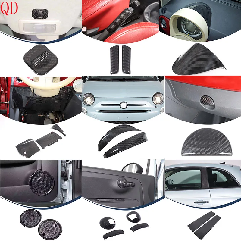 

For Fiat 500 2016+ Real Carbon Fiber Car roof microphone cover decorative sticker car interior protection accessories 1Pcs