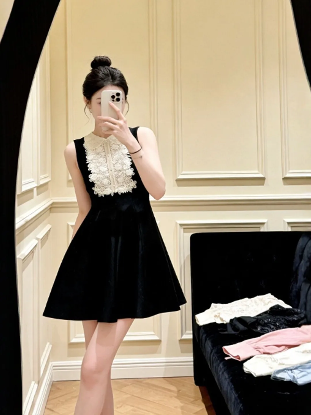 

Korean Style Gentle Wind Puffy Short Skirt Waist Cinching Unique Vest Dress Summer City Commute Street Style Church Citywalk ...