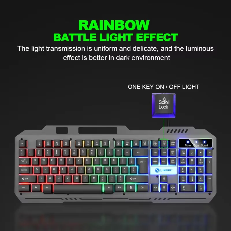 Imagem -03 - Metal Gaming Teclado e Mouse Combo Grupo Led Rgb Luminoso 104-key Teclado Gamer com Fio Notebook Laptop pc Desktop