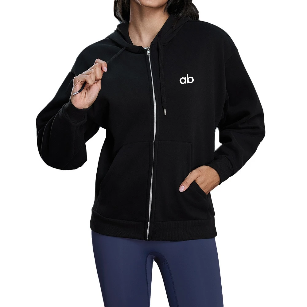 Women Autumn Winter Fleece Lined Full Zip Hoodie Oversized Loose Warm Hooded Casual Streetwear Sweatshirt Jacket view 4