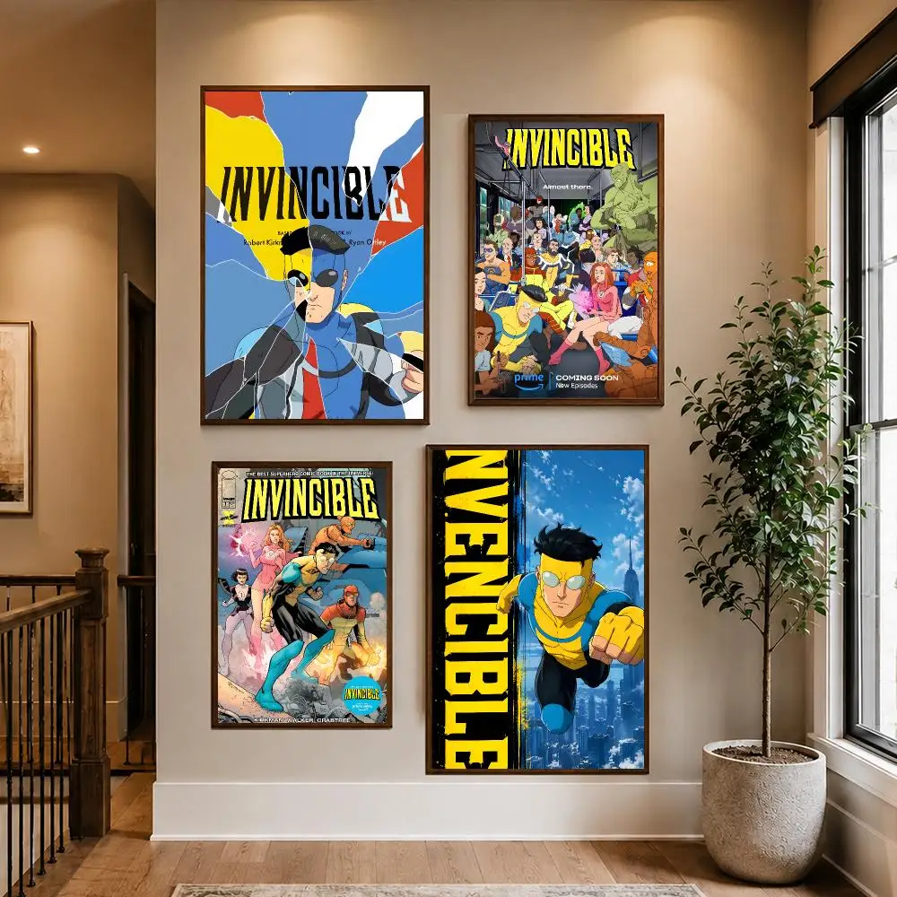 Animation I-Invincible Poster HD Waterproof PP Self-Adhesive Removable Wall Art Poster for Bedroom Cafe Gym Home Decor Gift