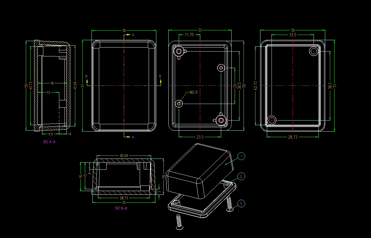 Caja de escritorio pequeña de LK-C06, caja de plástico para proyectos electrónicos, caja de instrumentos de 51x36x20mm