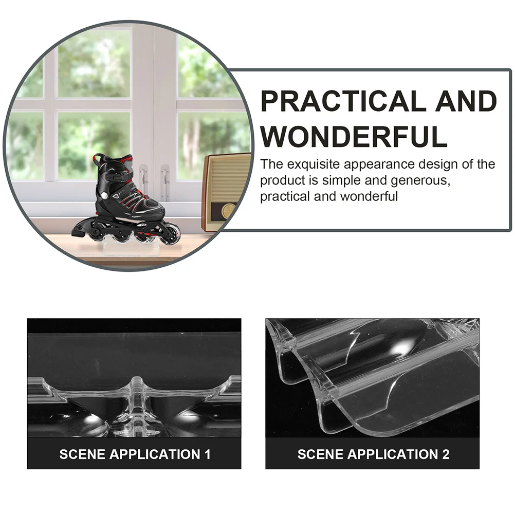 

1 Pair Transparent Display Holder For Roller Ice Skates Durable Showcase Rack Pvc Adult Skates Stand Team Sports Equipment