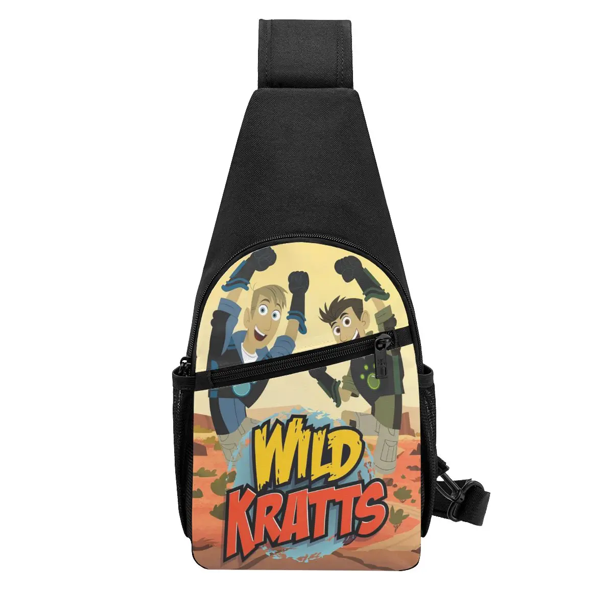Pattern Logo Wild Kratts Chest Bag Men Sling Crossbody Backpack Chest Bag Traveling Hiking Daypack Shoulder Bag
