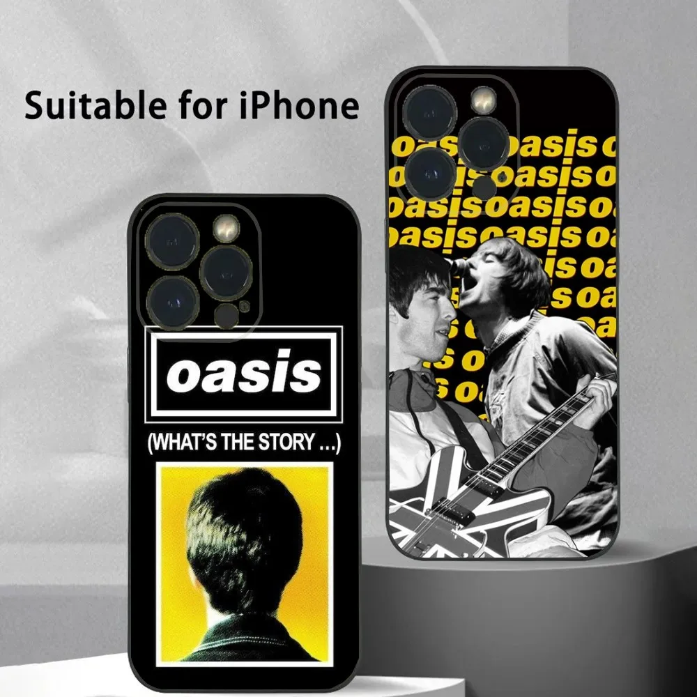 O-Oasis Band Phone Case For iPhone 16 15 14 13 12 11 Plus,Pro Max,XS,X,XR,SE,Mini,8,7 Soft Silicone Black Cover