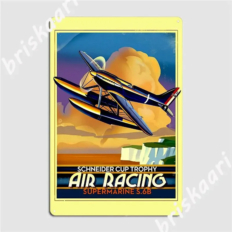 Air Racing Vintage Schneider Cup Advertising Poster Metal Plaque Funny Mural Club Party Plaques Tin Sign Poster