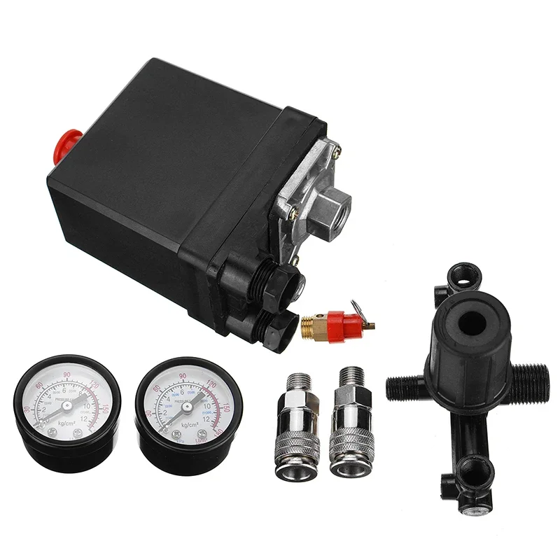 

240V/380V Switch AC Regulator Heavy Duty Air Compressor Pump Air Pump Control Valve 7.25-125 PSI with Gauge Pressure Control