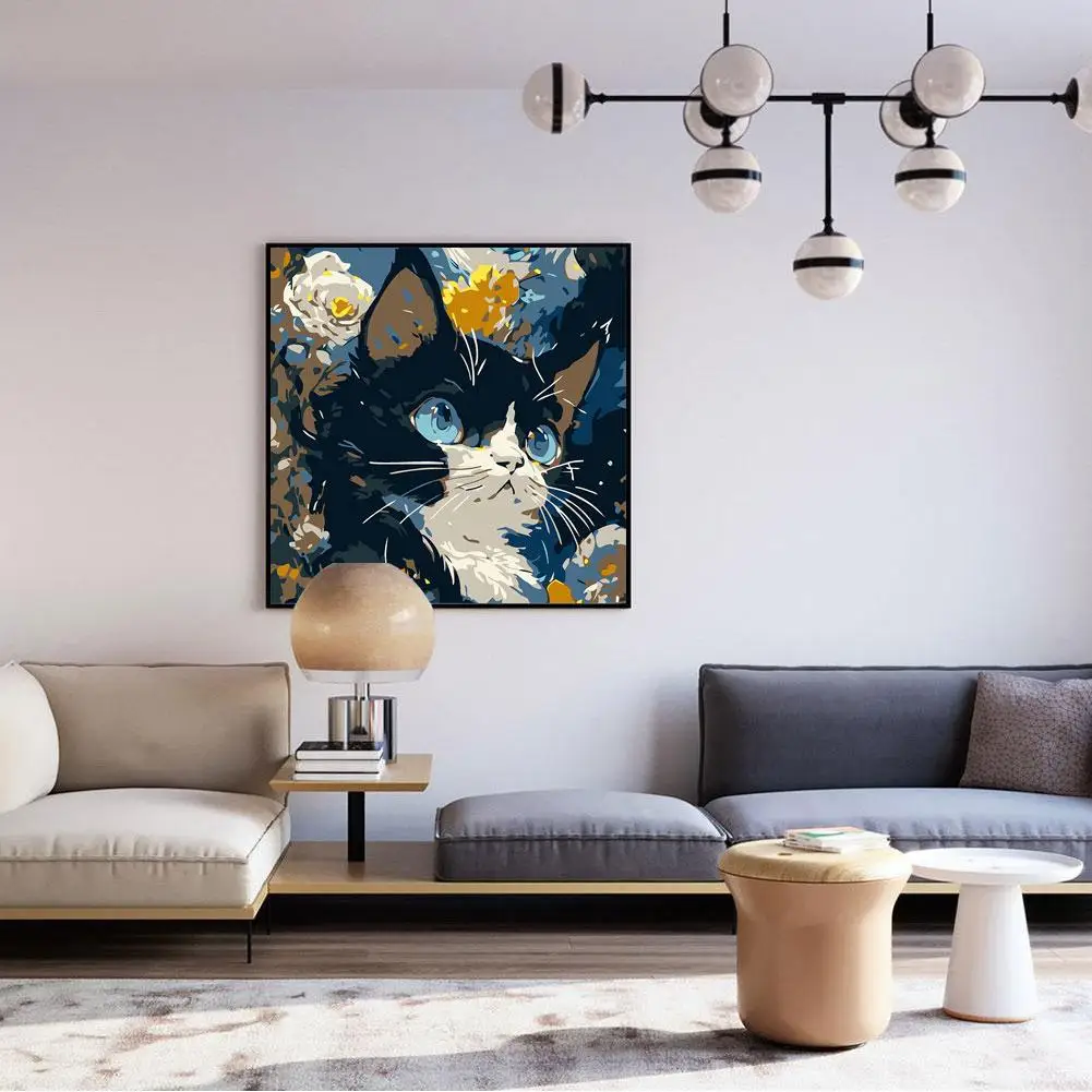 

Набор красок по номерам для взрослых, цифровая картина кота для начинающих, рисование по номерам для подарков и домашнего интерьера, деко W3J8