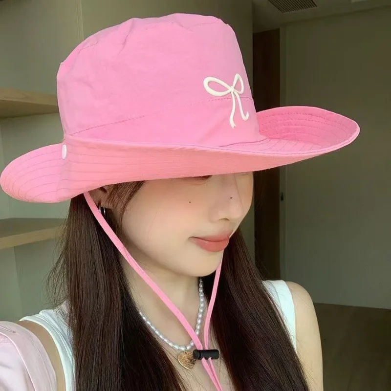

Hot Sales Casual Bow Quick Dry Fisherman Hat Outdoor Travel Panama Caps Women Sun Hats Spring and Summer