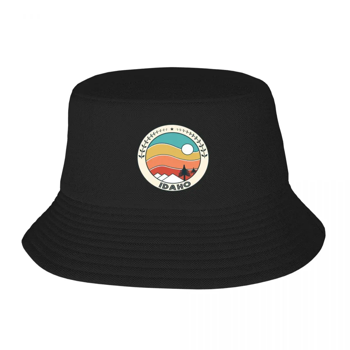 Idaho Retro Vintage Sunset - Idaho Mountain Souvenir - Gift - Hometown Hiking Nature Bucket Hat Beach Bag Male Women's