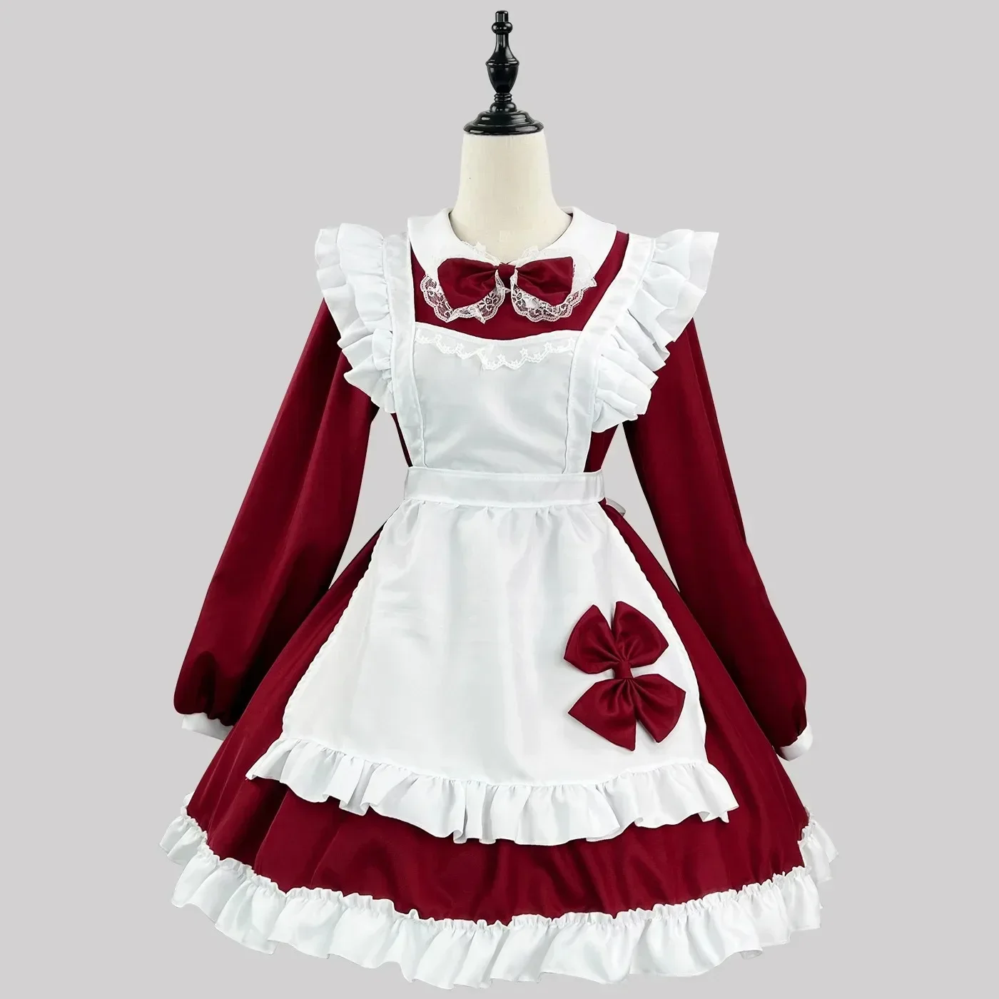 CosplayLolita falda disfraz de sirvienta Cosplay lindo vestido Sexy de manga larga disfraz de Halloween ropa de Anime con delantal falda mascota S-5