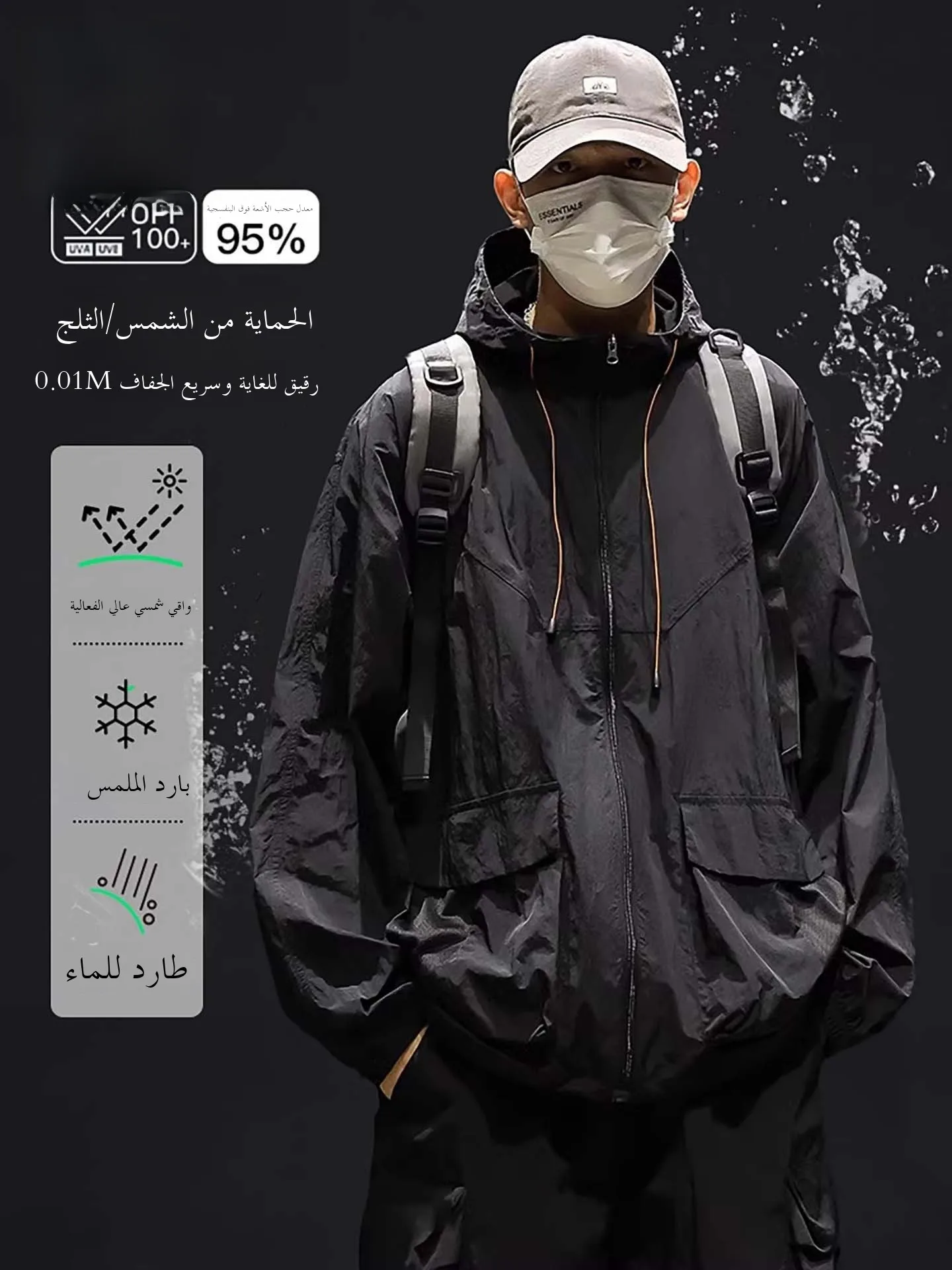 투카노 남성 여름 경량 통기성 아이스 실크 자외선 차단 재킷 UPF00 UV 차단 패셔너블한 도시 스타일 지퍼 장식