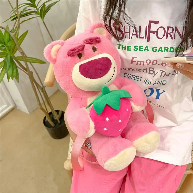 35Cm Kawaii Anime Disney Lotso Cute Doll Plush Backpack Personalized Cartoon Plush Backpack Girl Birthday Gift