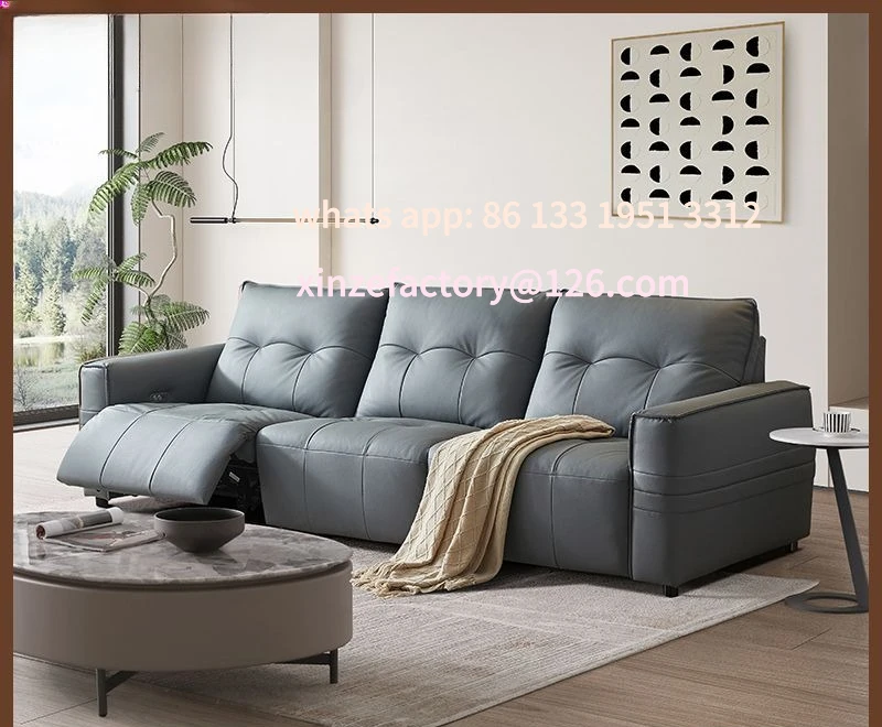 

Customizable Zero Against the Wall Leather Function Electric Sofa Living Room First Layer Cowhide Three-person Premium Cream