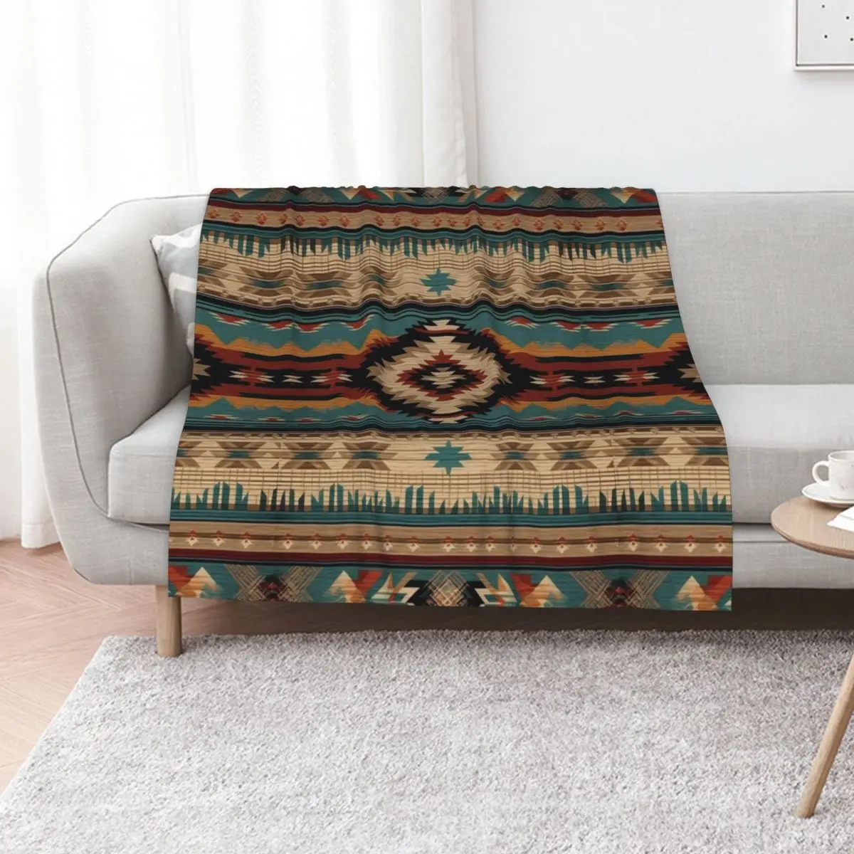 Navajo Inspired Pattern Throw Blanket christmas gifts Luxury Thicken Summer Soft Soft Plush Plaid Flannel Fabric Blankets