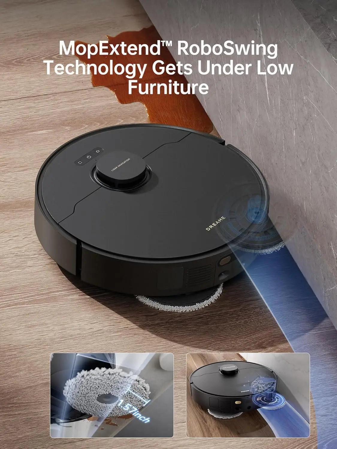 Dreame Ultra Robot Vacuum 75Days Self-Emptying Robot Vacuum and Removable & Liftable Mop Combo 198Mins Runtime Robotic Vacuum